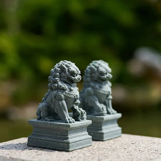 Chinese Guardian Lion Statues – Feng Shui Decorative Figurines for Home &amp; Office Decor